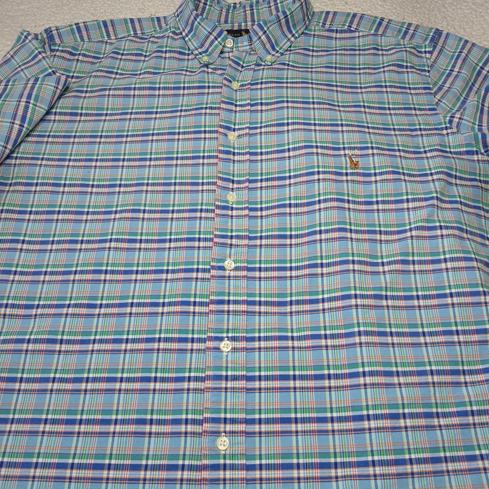 Polo Ralph Lauren Blue Plaid Button Down Shirt XLT Big Tall